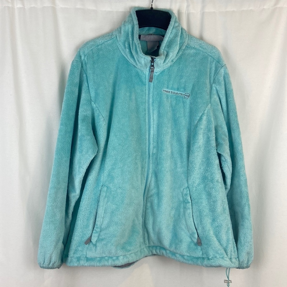 Free Country Aqua Furry Fleece Full Zip Teddy Jacket Women’s Size XXL